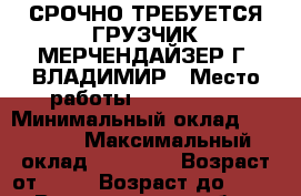 СРОЧНО ТРЕБУЕТСЯ ГРУЗЧИК-МЕРЧЕНДАЙЗЕР Г. ВЛАДИМИР › Место работы ­ FIX PRICE › Минимальный оклад ­ 18 000 › Максимальный оклад ­ 19 000 › Возраст от ­ 18 › Возраст до ­ 45 - Владимирская обл., Владимир г. Работа » Вакансии   . Владимирская обл.